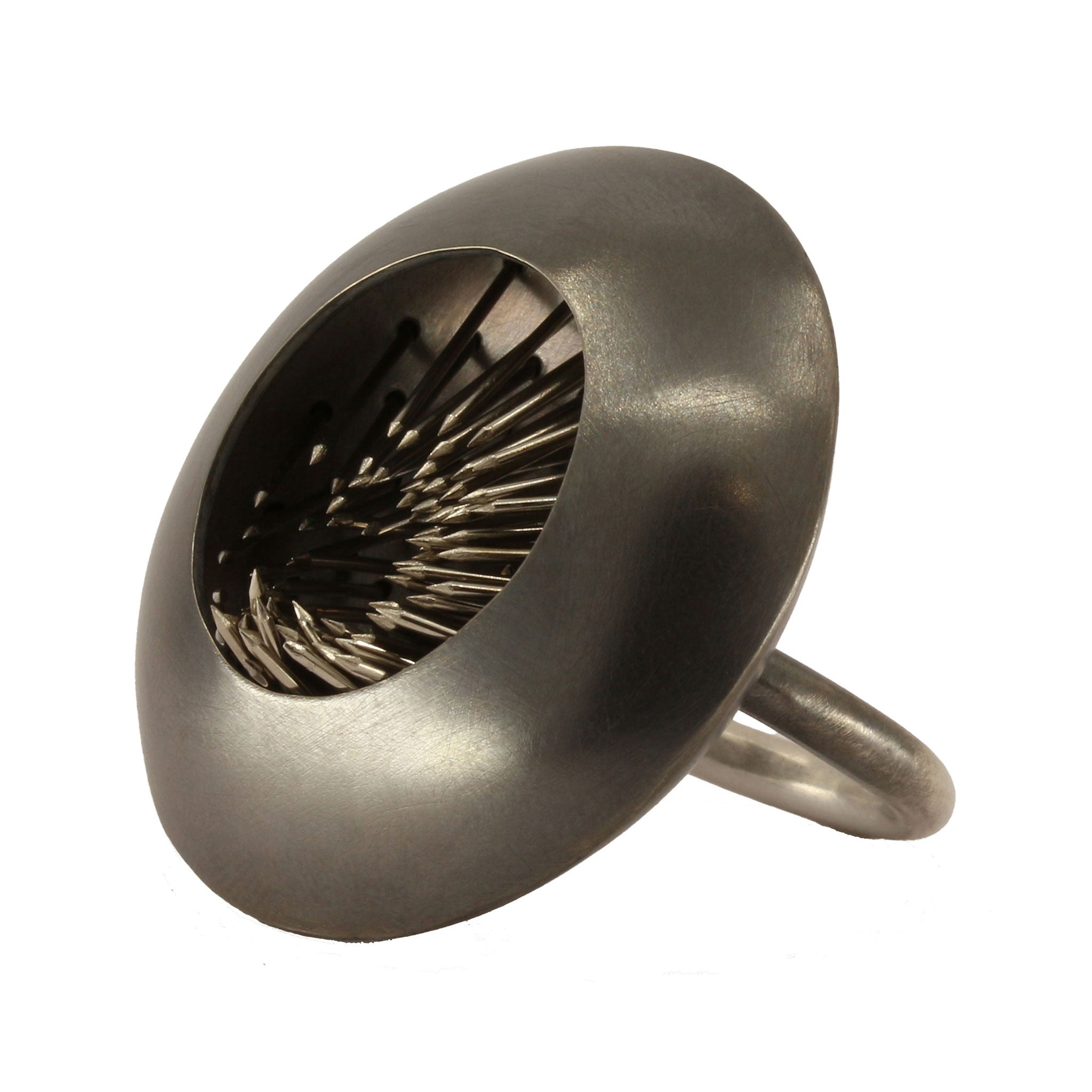 H.n3 Ring in Sterling Silver, Steel and Cubic Zirconia